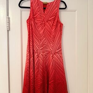 Liz Claiborne Vibrant Red Geometric Midi Dress